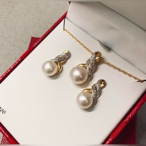 Macy's - 14k Gold Pearl & Diamond Necklace Set - Women's